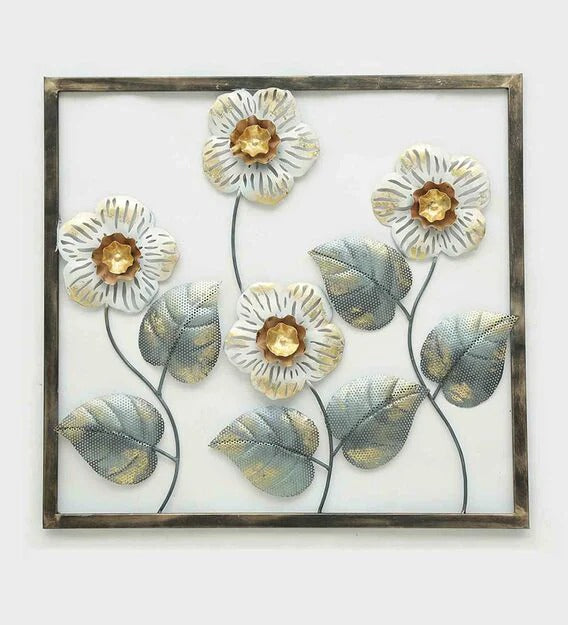 Wall Art : Iron Framed Leaf Wall Art In Gold
