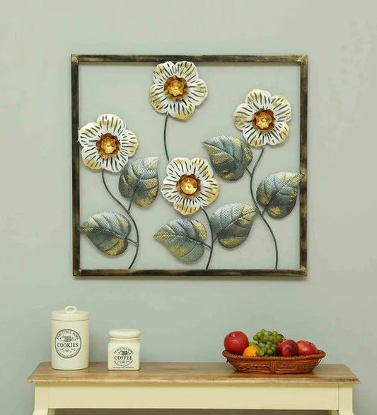 Wall Art : Iron Framed Leaf Wall Art In Gold