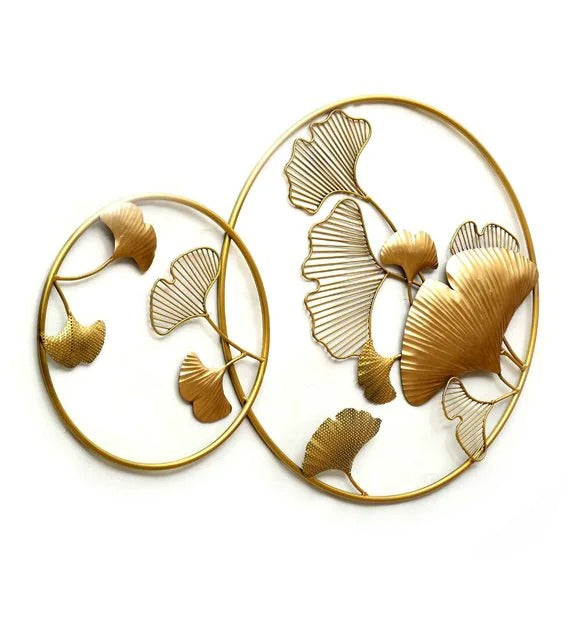 Wall Art: Iron Gold Framed Leaf Wall Art