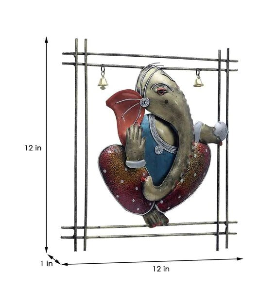 Wall Art: Iron Lord Ganesha Wall Art In Multicolour