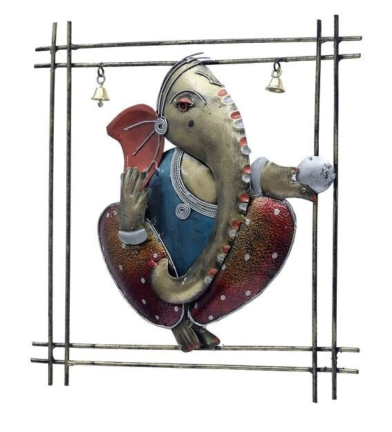 Wall Art: Iron Lord Ganesha Wall Art In Multicolour