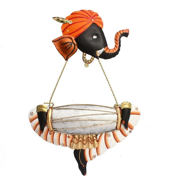 Wall Art: Iron Lord Ganesha Wall Art In Orange