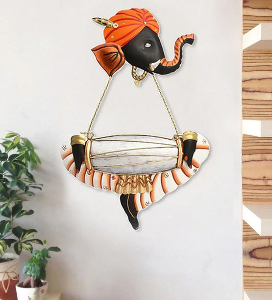 Wall Art: Iron Lord Ganesha Wall Art In Orange