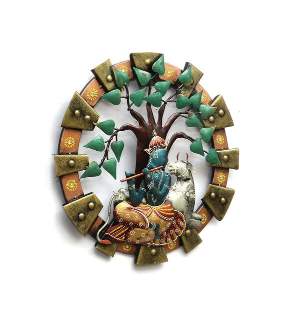 Wall Art: Iron Lord Krishna Wall Art In Multicolour