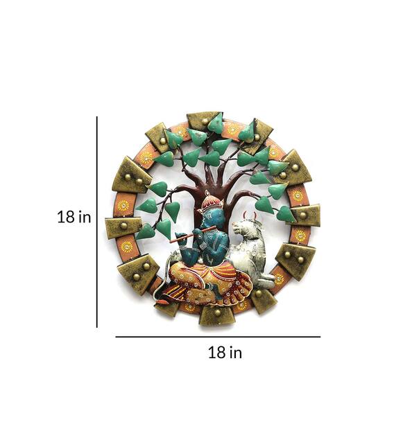Wall Art: Iron Lord Krishna Wall Art In Multicolour