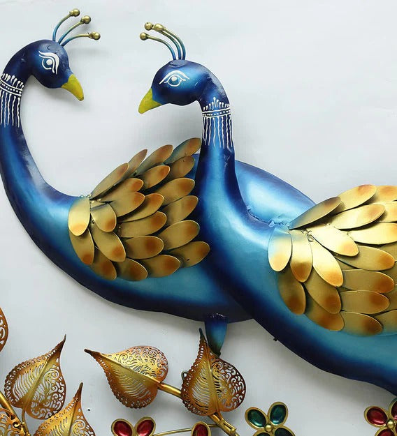 Wall Art : Iron Peocock Wall Art With LED In Blue