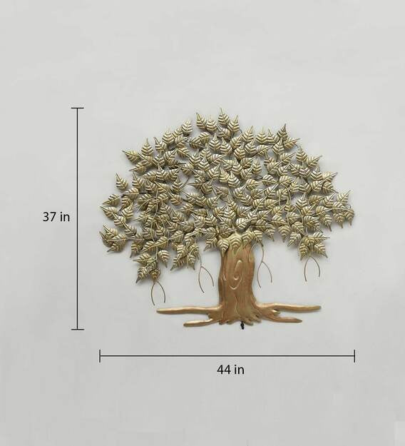 Wall Art : Iron Piple Tree Wall Art With LED In Gold