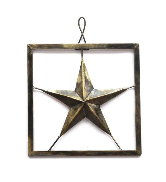 Wall Art: Iron Star Wall Art In Gold Color