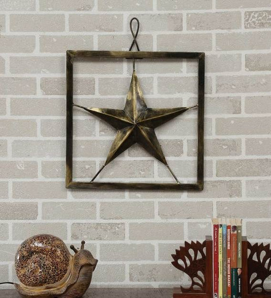 Wall Art: Iron Star Wall Art In Gold Color