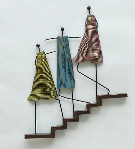 Wall Art: Multicolor Metal Tribal Lady Wall Art