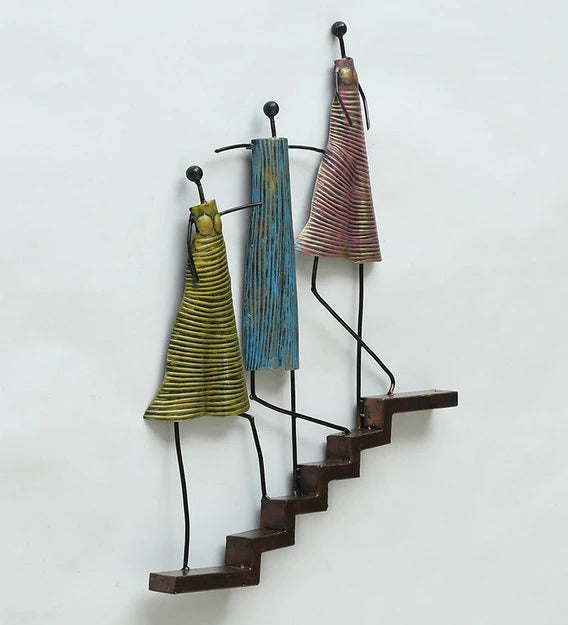Wall Art: Multicolor Metal Tribal Lady Wall Art
