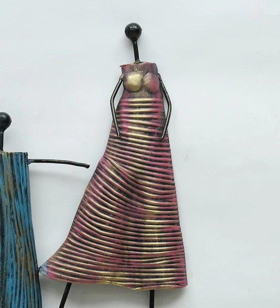 Wall Art: Multicolor Metal Tribal Lady Wall Art