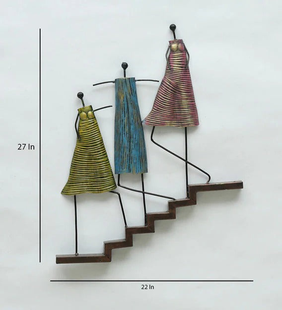 Wall Art: Multicolor Metal Tribal Lady Wall Art