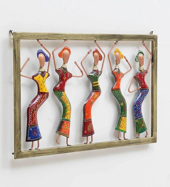 Wall Art : Wrought Iron Dancing Doll Wall Art In Multicolour
