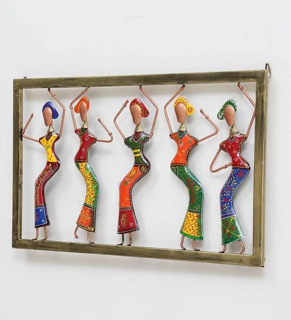 Wall Art : Wrought Iron Dancing Doll Wall Art In Multicolour