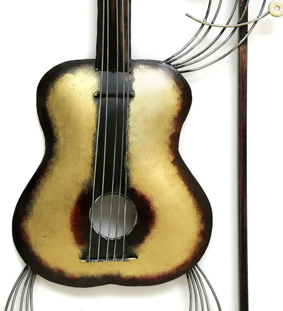 Wall Art Wrought Iron Framed Guiter Wall Art In Gold