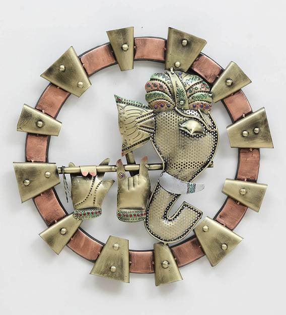 Wall Art : Wrought Iron Lord Ganesha Wall Art In Brown