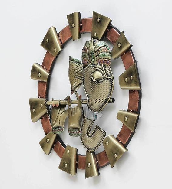 Wall Art : Wrought Iron Lord Ganesha Wall Art In Brown