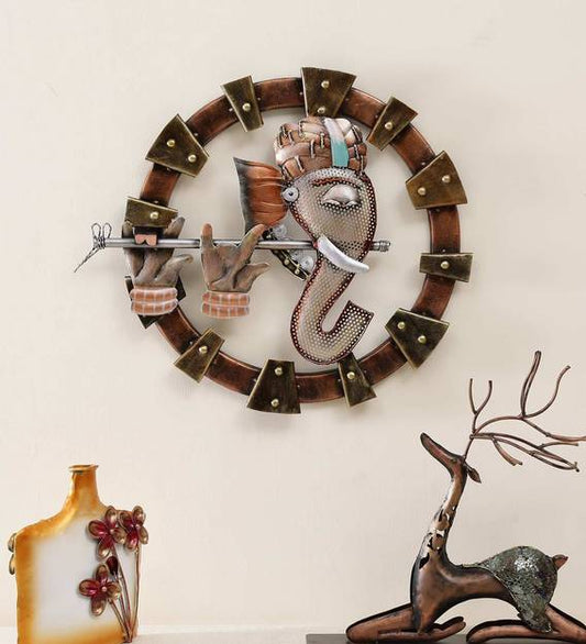Wall Art: Wrought Iron Lord Ganesha Wall Art In Copper