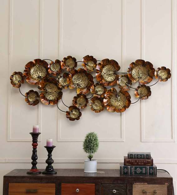 Wall Art: Yellow Iron Abstract Wall Art With LED