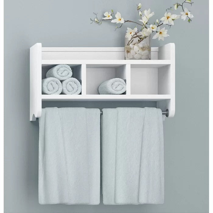Wall Cabinets: 2 Piece Shelf with Towel Bar Bathroom Cabinet