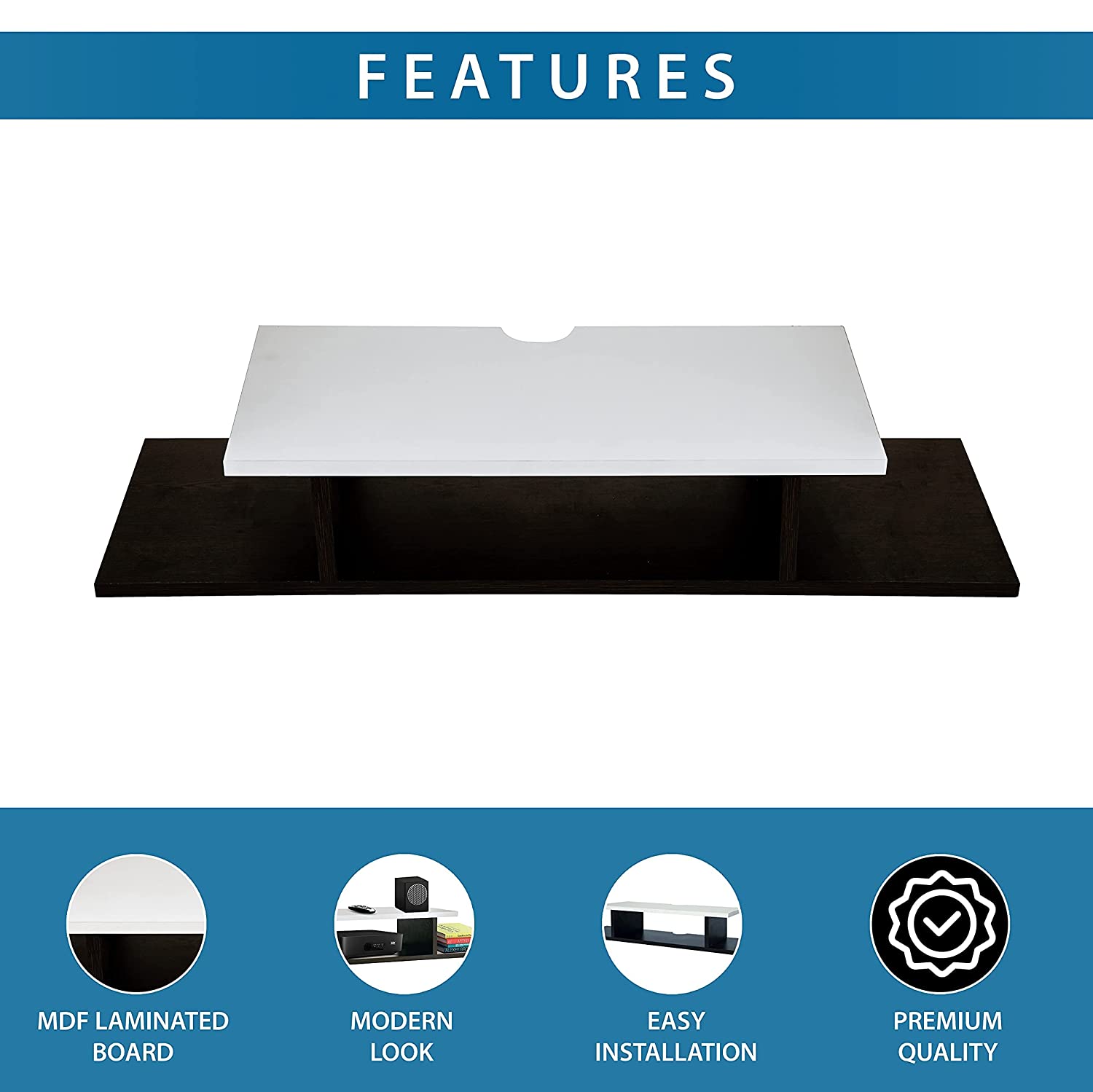 Wall Mount TV Unit: TV Unit And Set Top Box Shelf Stand