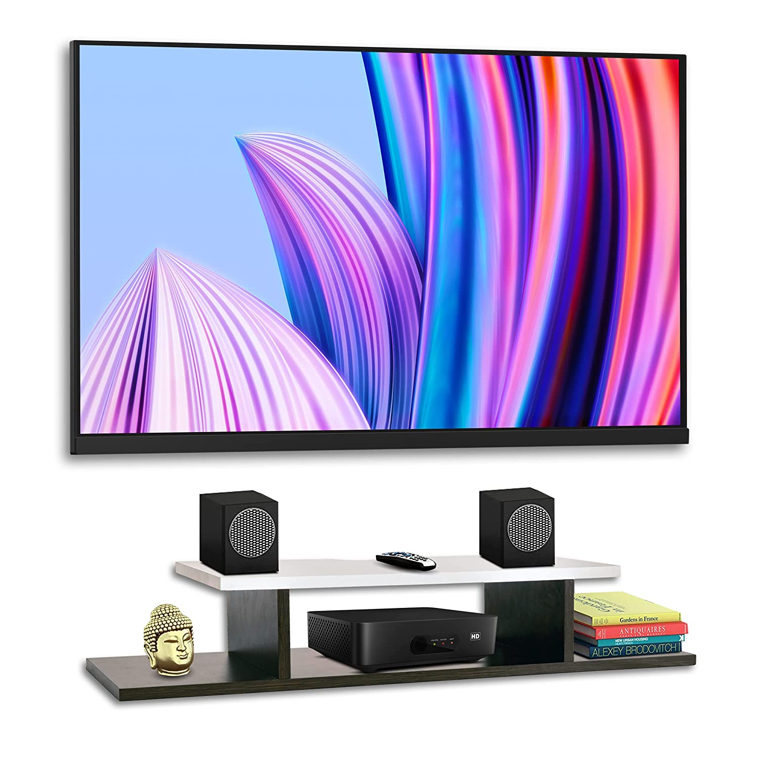 Wall Mount TV Unit: TV Unit And Set Top Box Shelf Stand