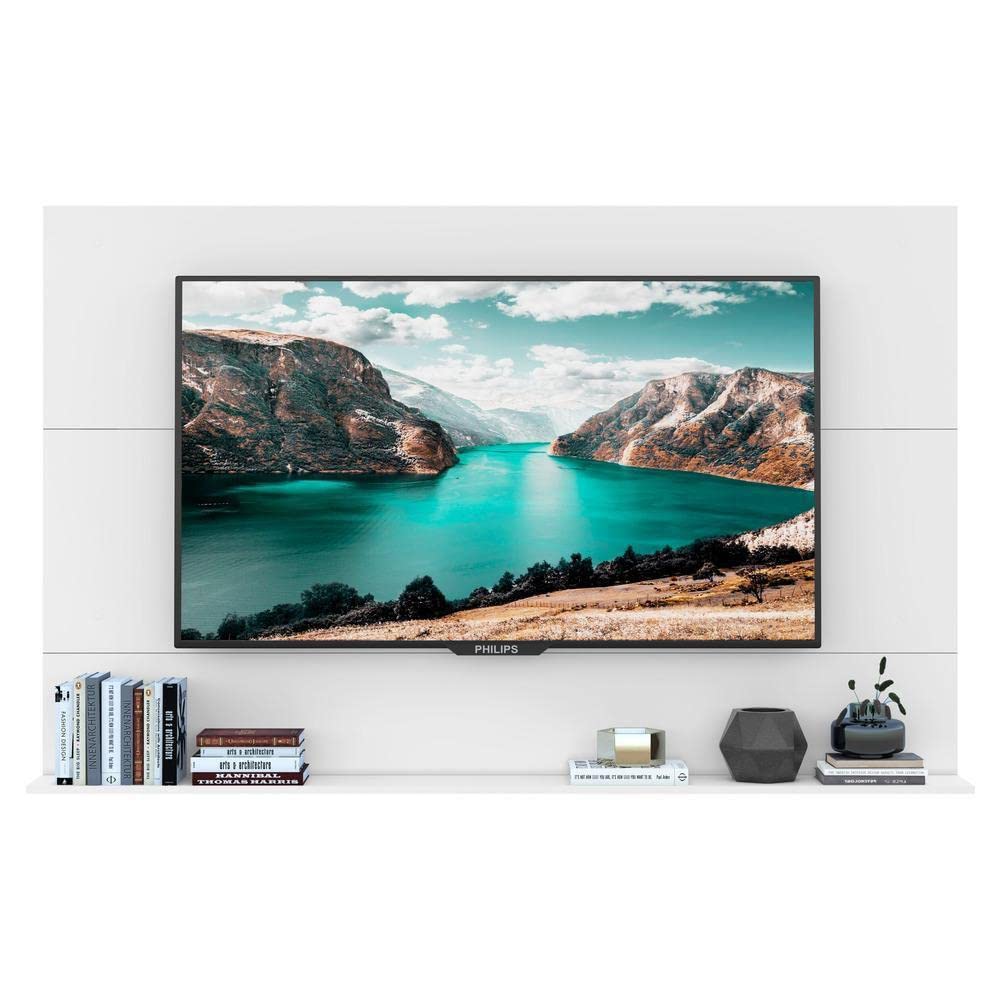 Wall Mount TV Unit: Wall Mounted Wooden TV Unit(White)