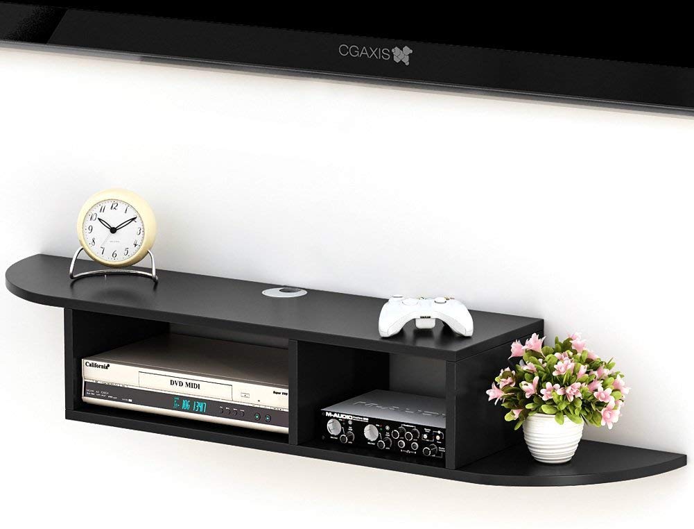 Wall Mount TV Unit: Wooden Wall Mounted TV Stand And Wall Shelf