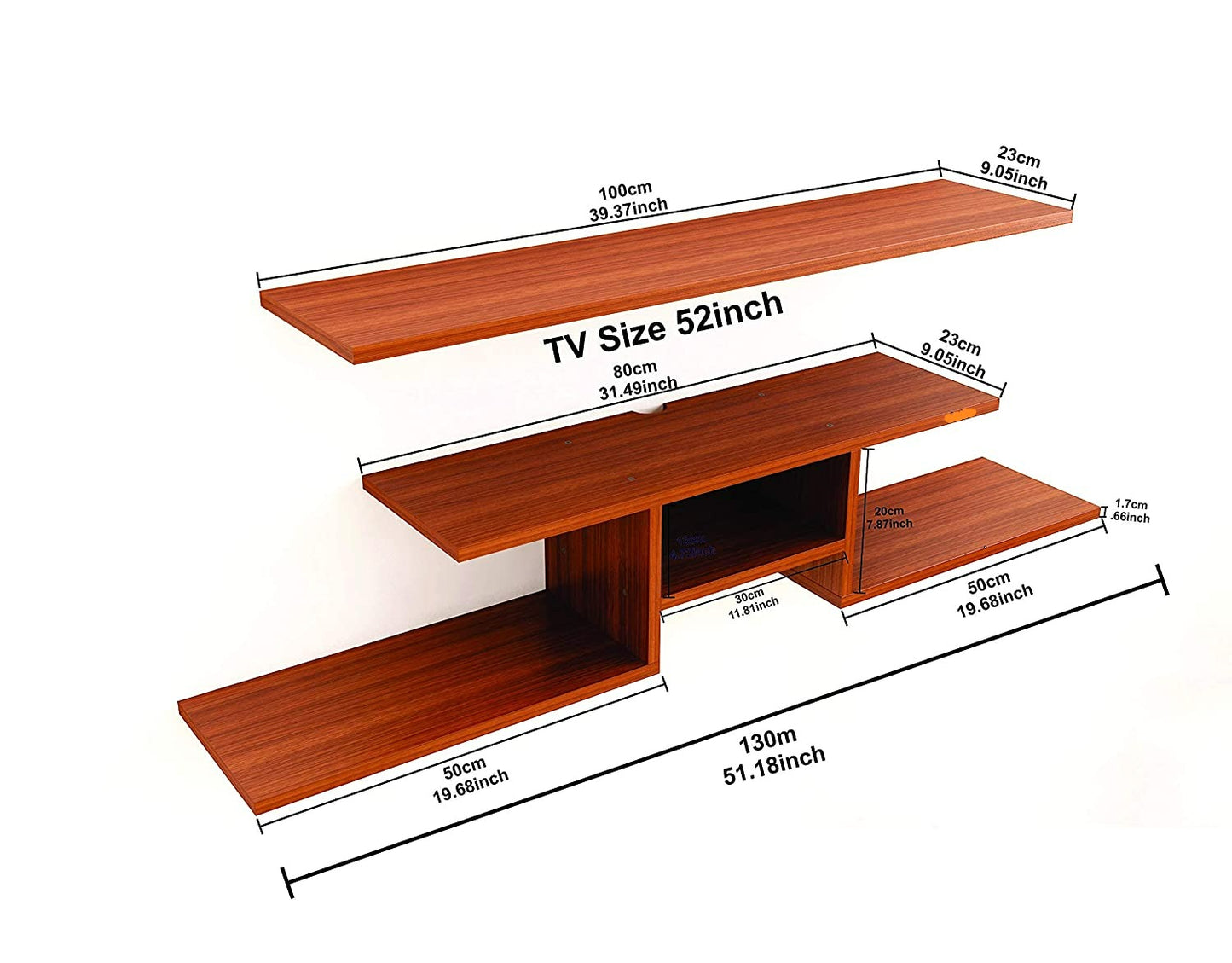 Wall Mount TV Unit: Wooden Wall TV Unit(Walnut)