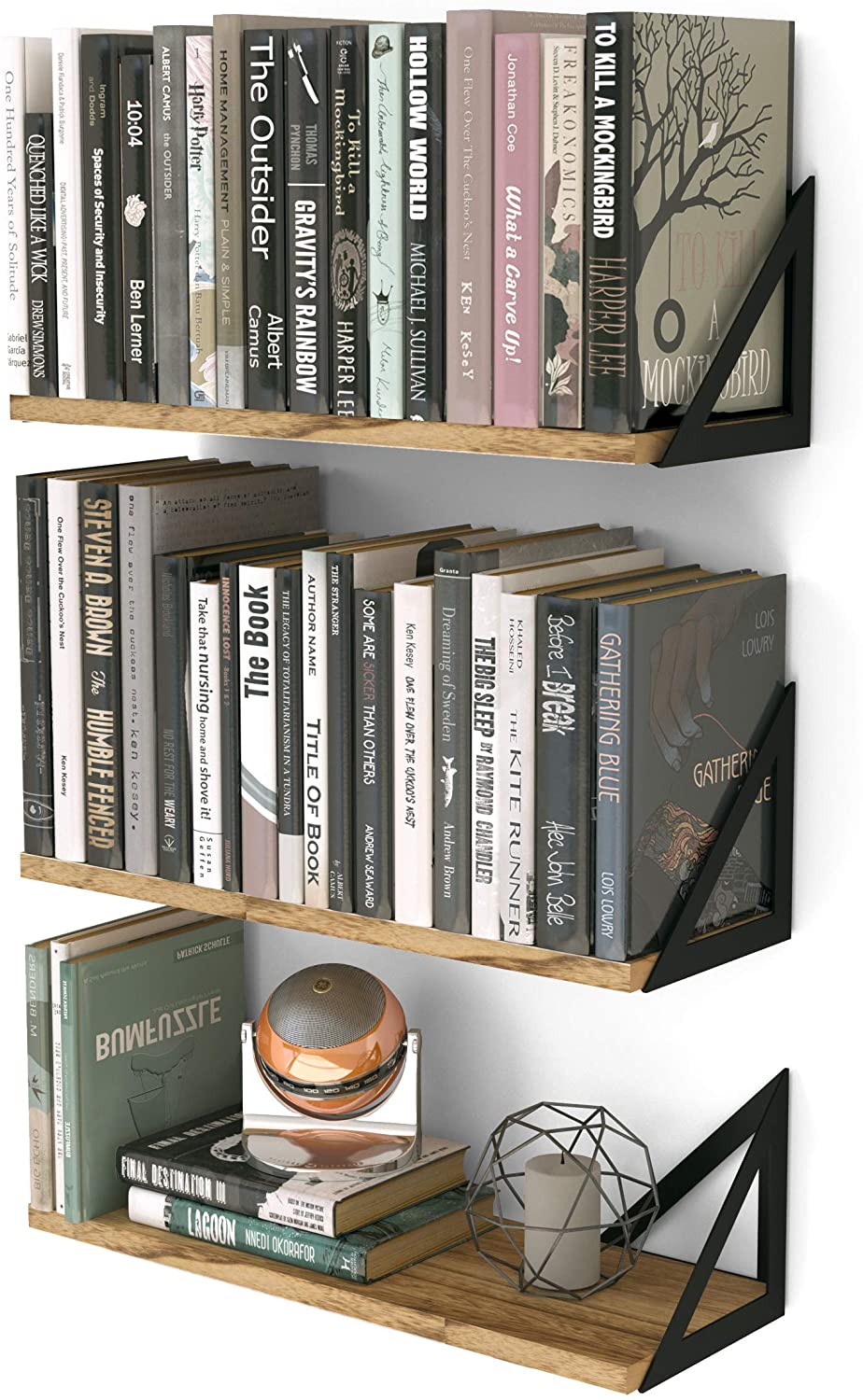 Wall Shelves Bedroom, Natural Burned Rustic Wood Wall Decor-1