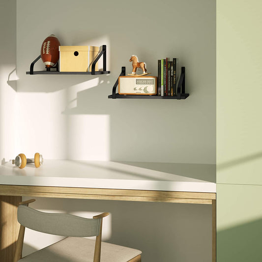 Wall Shelves: Kitchen Living Room Bathroom Bedroom Set of 2 Black