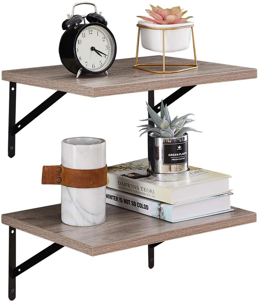 Wall Shelves: Kitchen Living Room Bathroom Bedroom Set of 2 Black