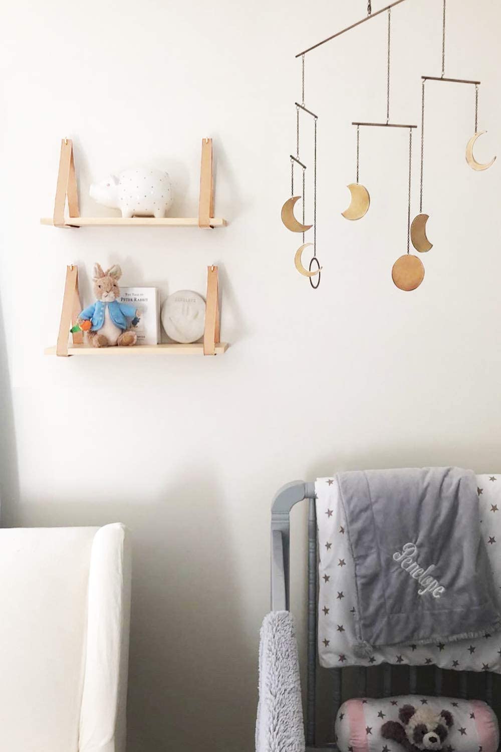 Wall Shelves: Leatherette Strap Swing Organizer, Set of 2