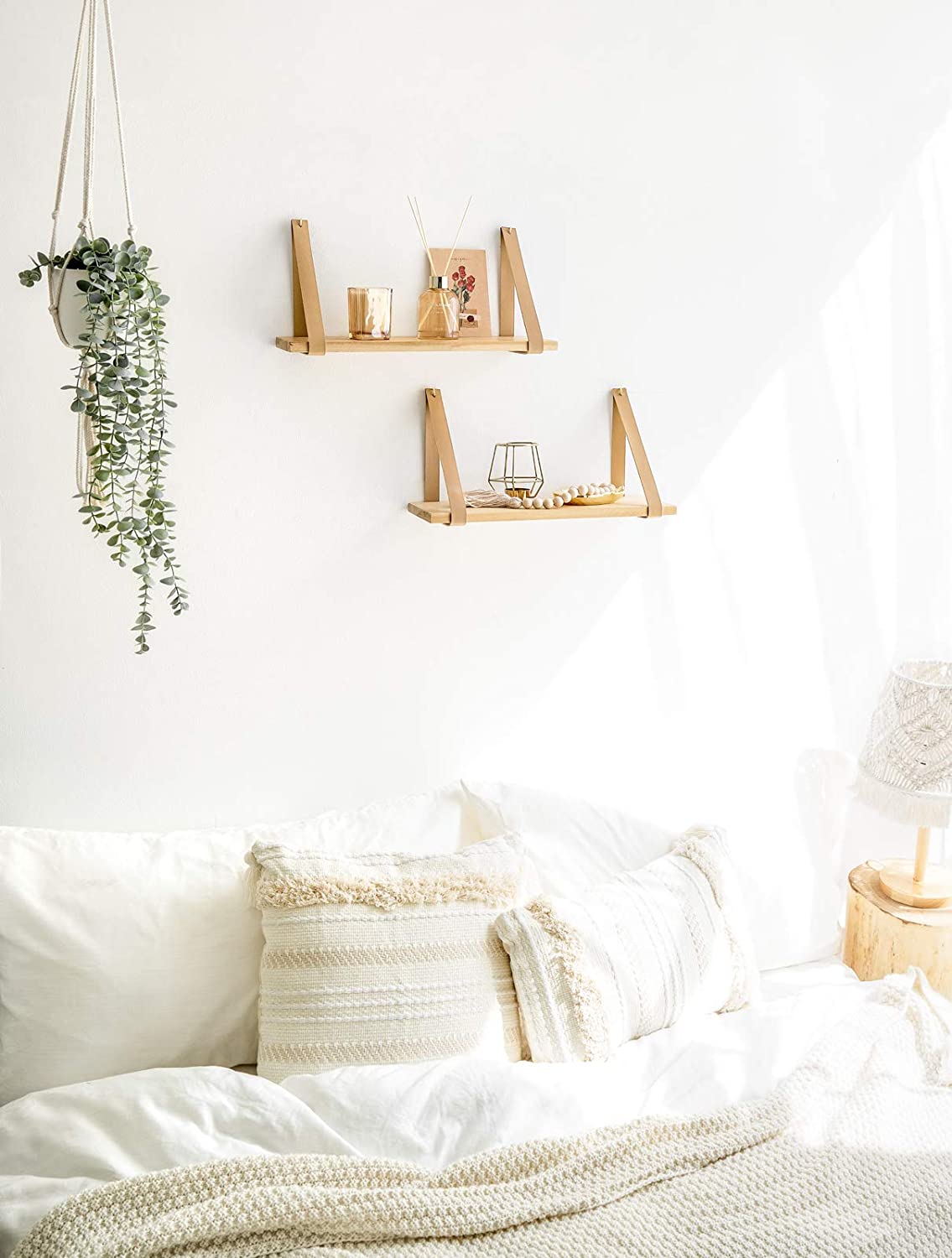 Wall Shelves: Leatherette Strap Swing Organizer, Set of 2