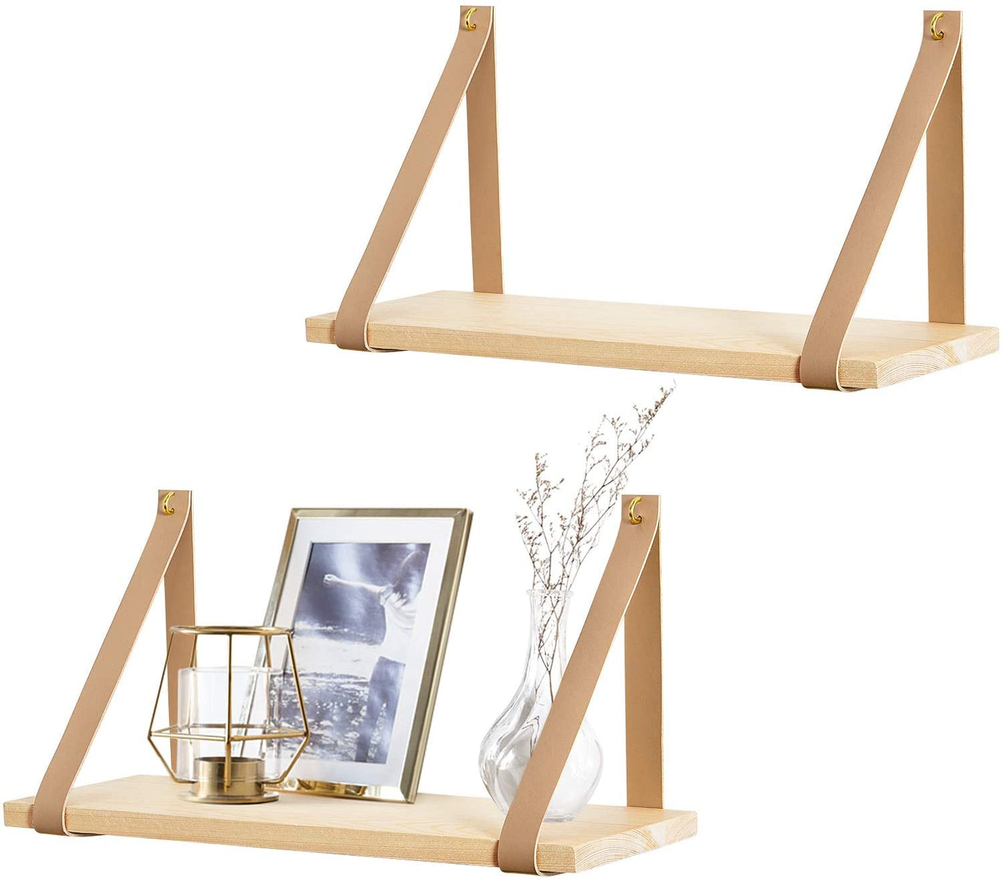 Wall Shelves: Leatherette Strap Swing Organizer, Set of 2