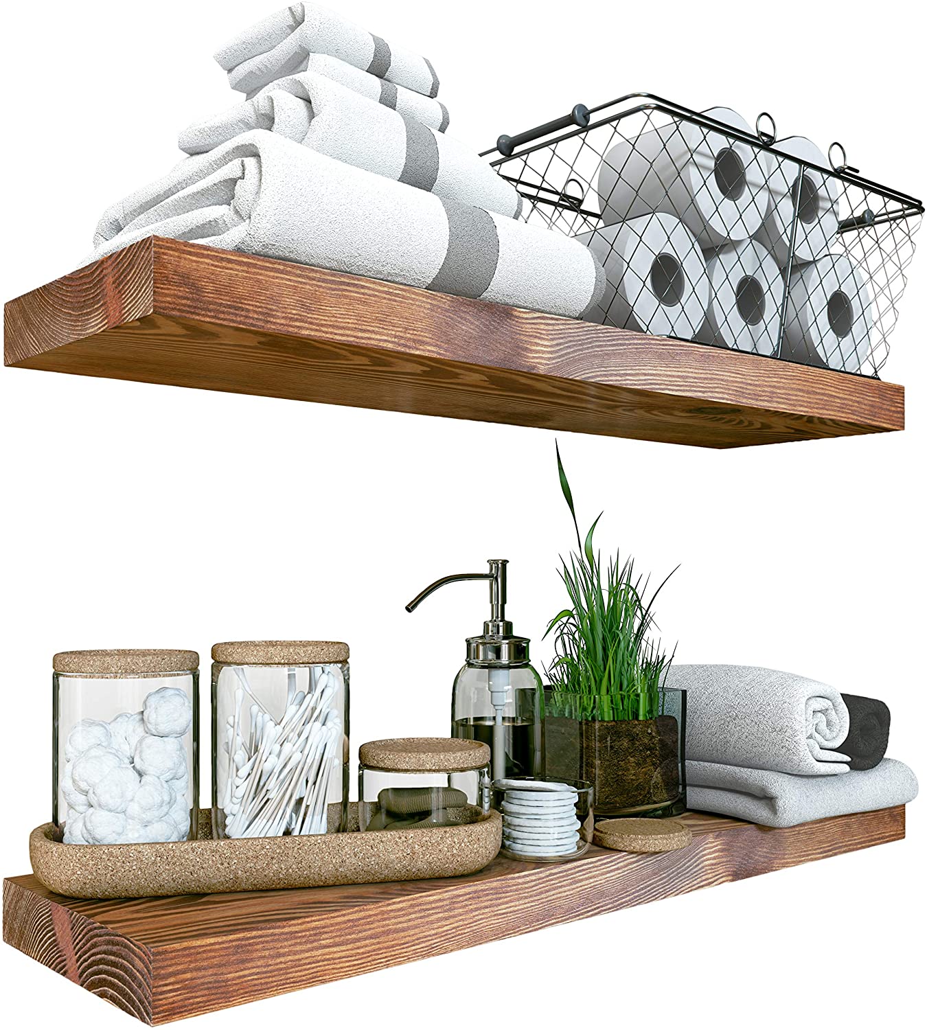 Floating Shelves for Wall Decor Storage, Dark Brown Wall Mounted Shelves Set of 5, Sturdy Small Wood Shelves Hanging for Bedroom, Living Room, Bathroom, Kitchen, Corner, Book Floating Shelves for Wall Decor Storage, Dark Brown Wall Mounted Shelves Set of 5, Sturdy Small Wood Shelves Hanging for Bedroom, Living Room, Bathroom, Kitchen, Corner, Book