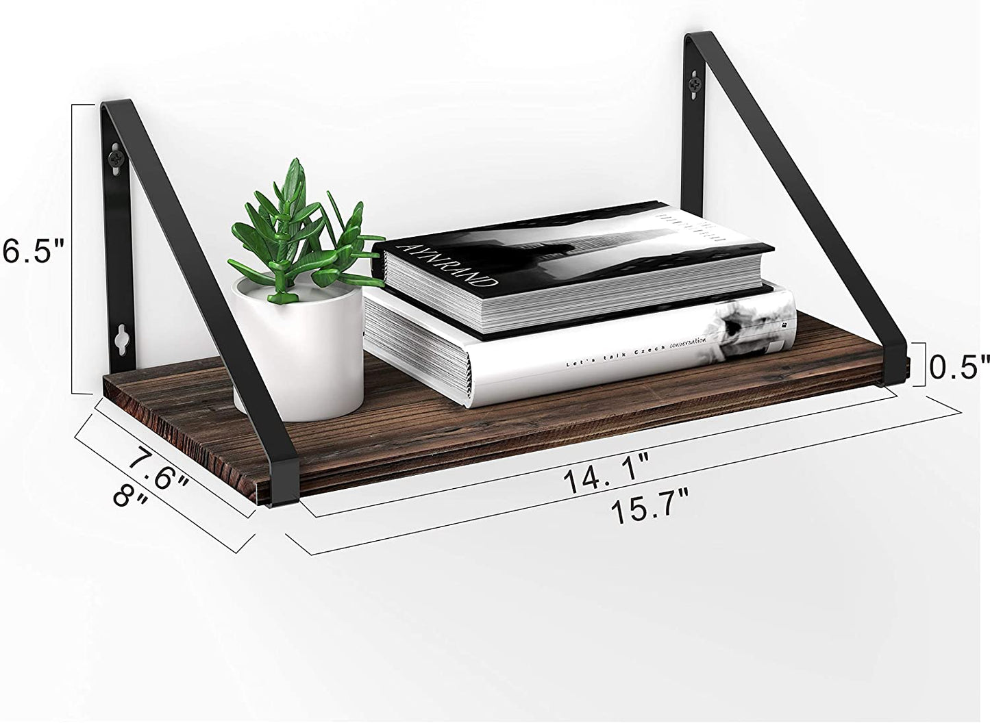 Wall Shelves Living Room, Office, and Bedroom, with Metal Bracket