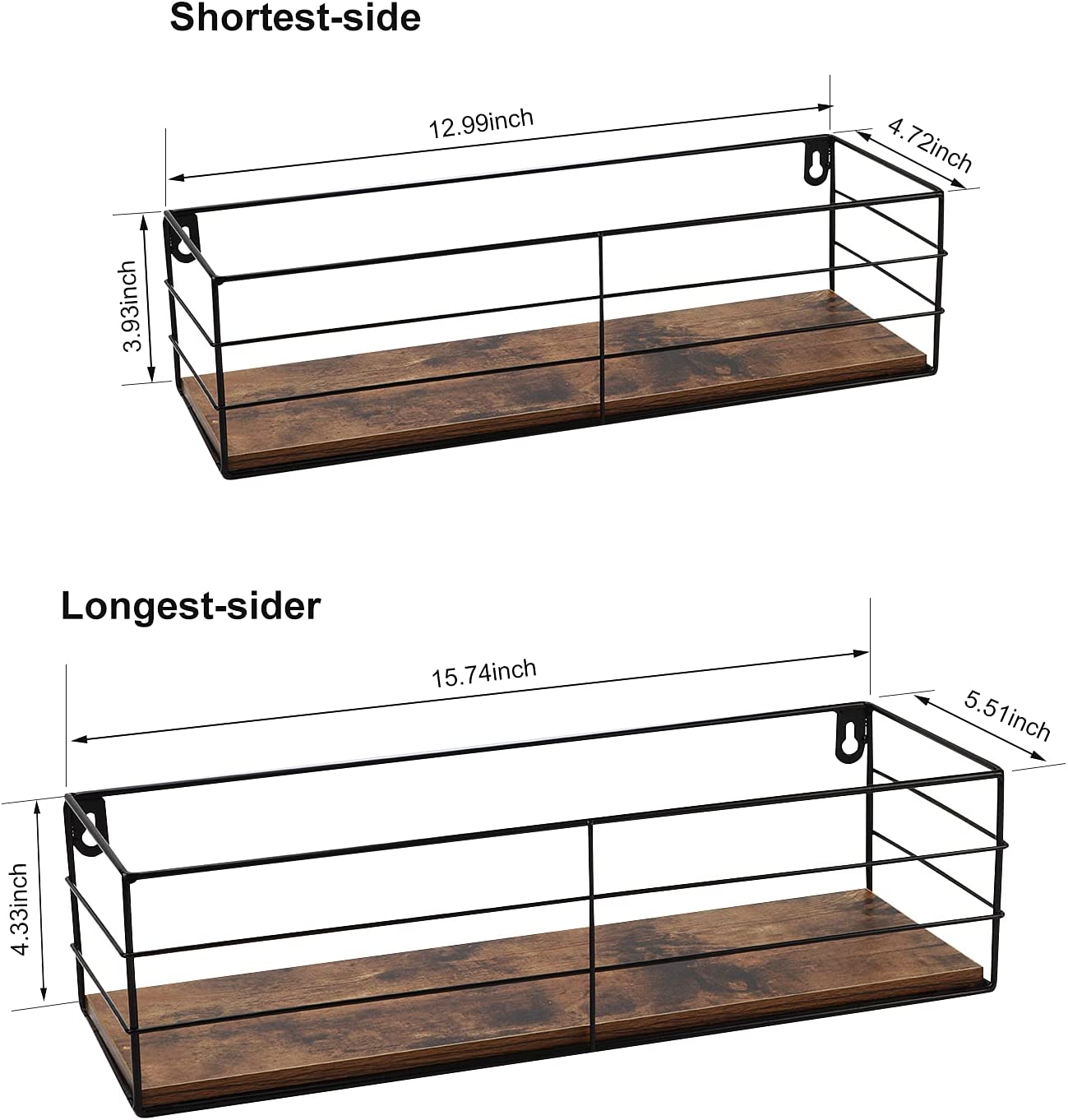 Wall Shelves Mounted Set of 2, Hanging Storage Shelves