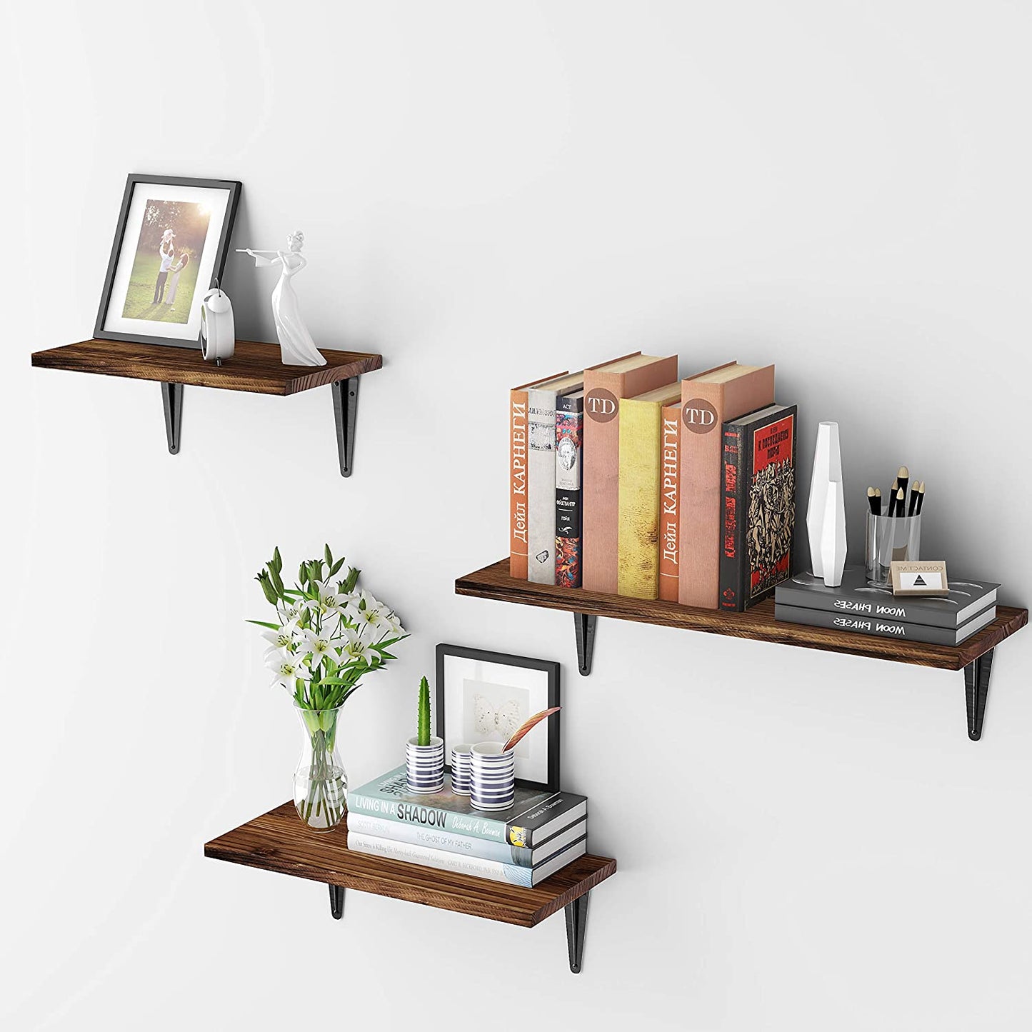 Wall Shelves: Organizer Set of 3 for Living Room, Bedroom, Kitchen, Bathroom, Office