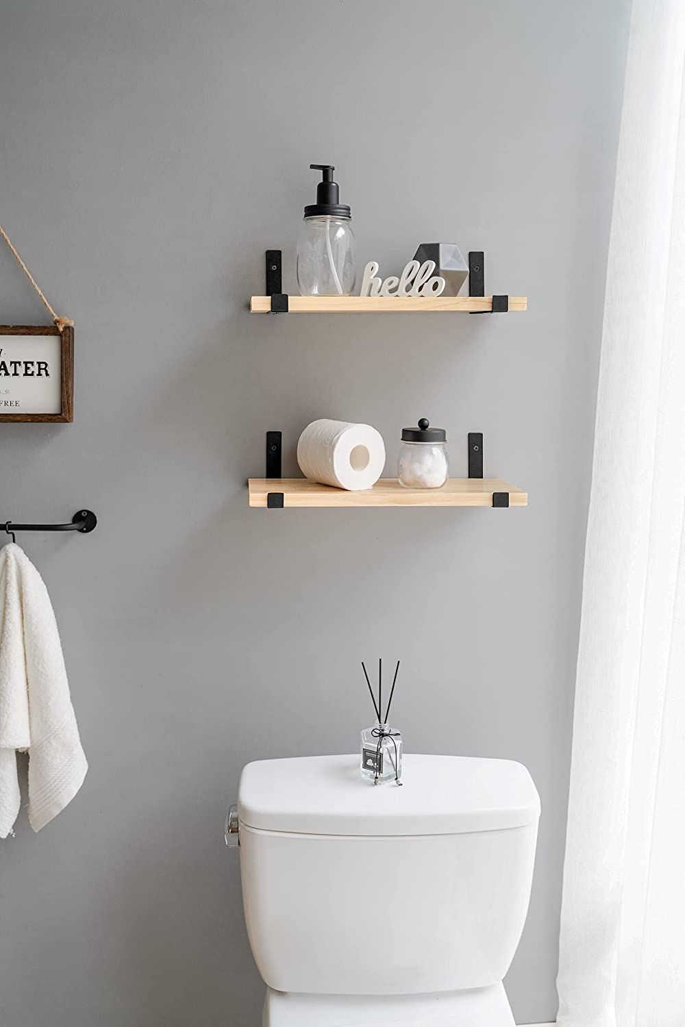 Wall Shelves Set of 2 Modern Decorative Display Shelf with L Bracket Storage