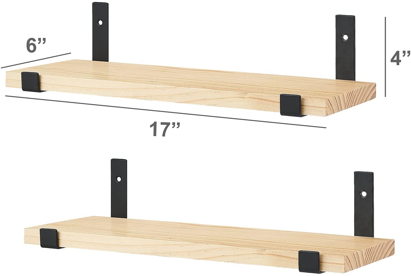 Wall Shelves Set of 2 Modern Decorative Display Shelf with L Bracket Storage