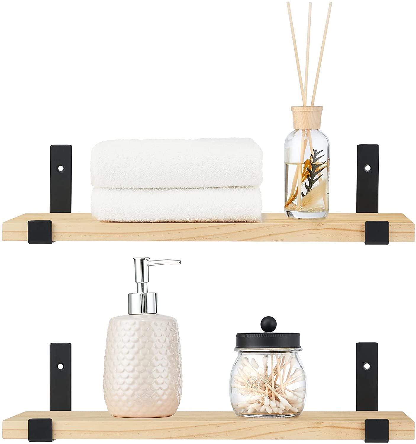 Wall Shelves Set of 2 Modern Decorative Display Shelf with L Bracket Storage