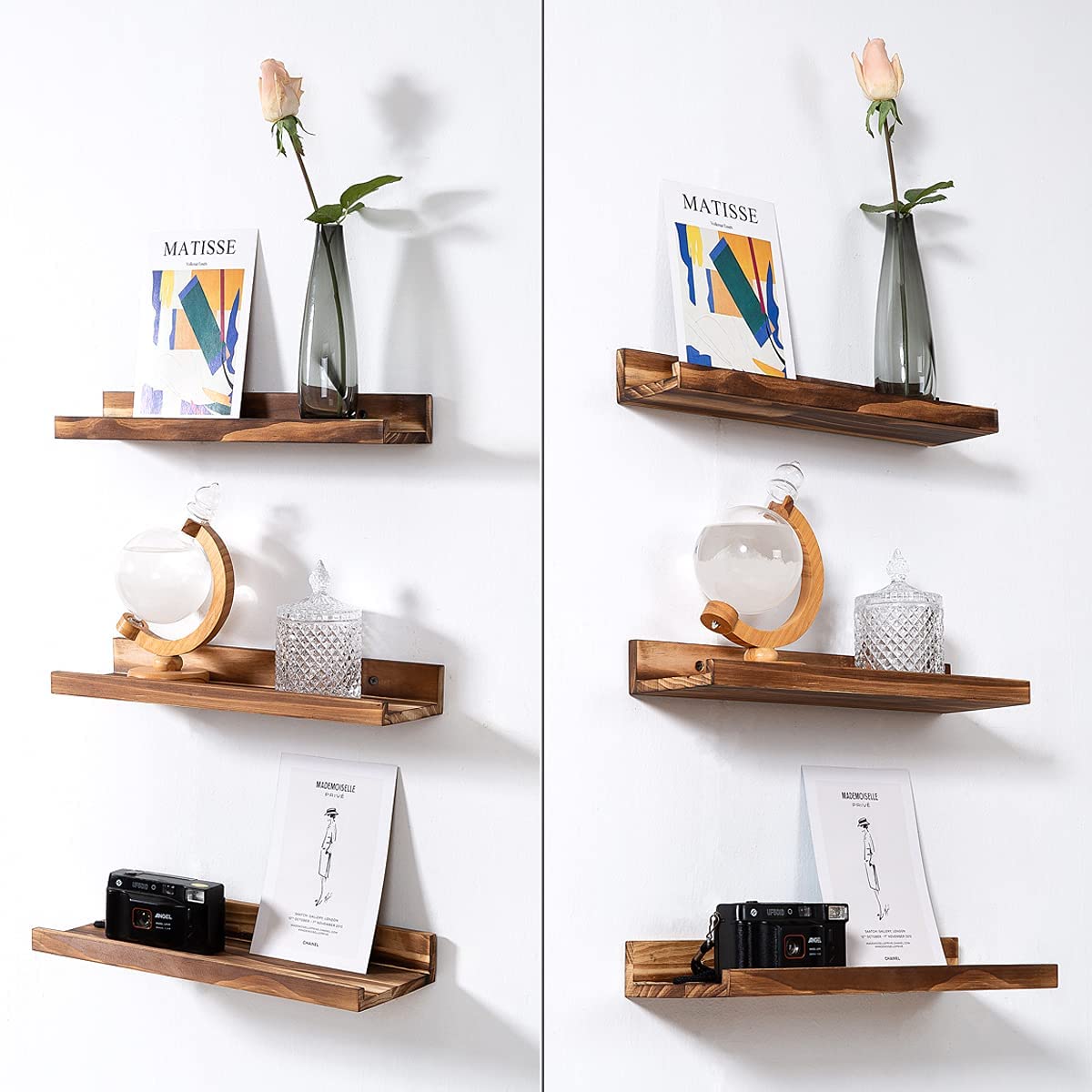 Wall Shelves Set of 3 ,Picture Ledge Shelf Wood for bedrooms,Office,Living Room, Kitchen