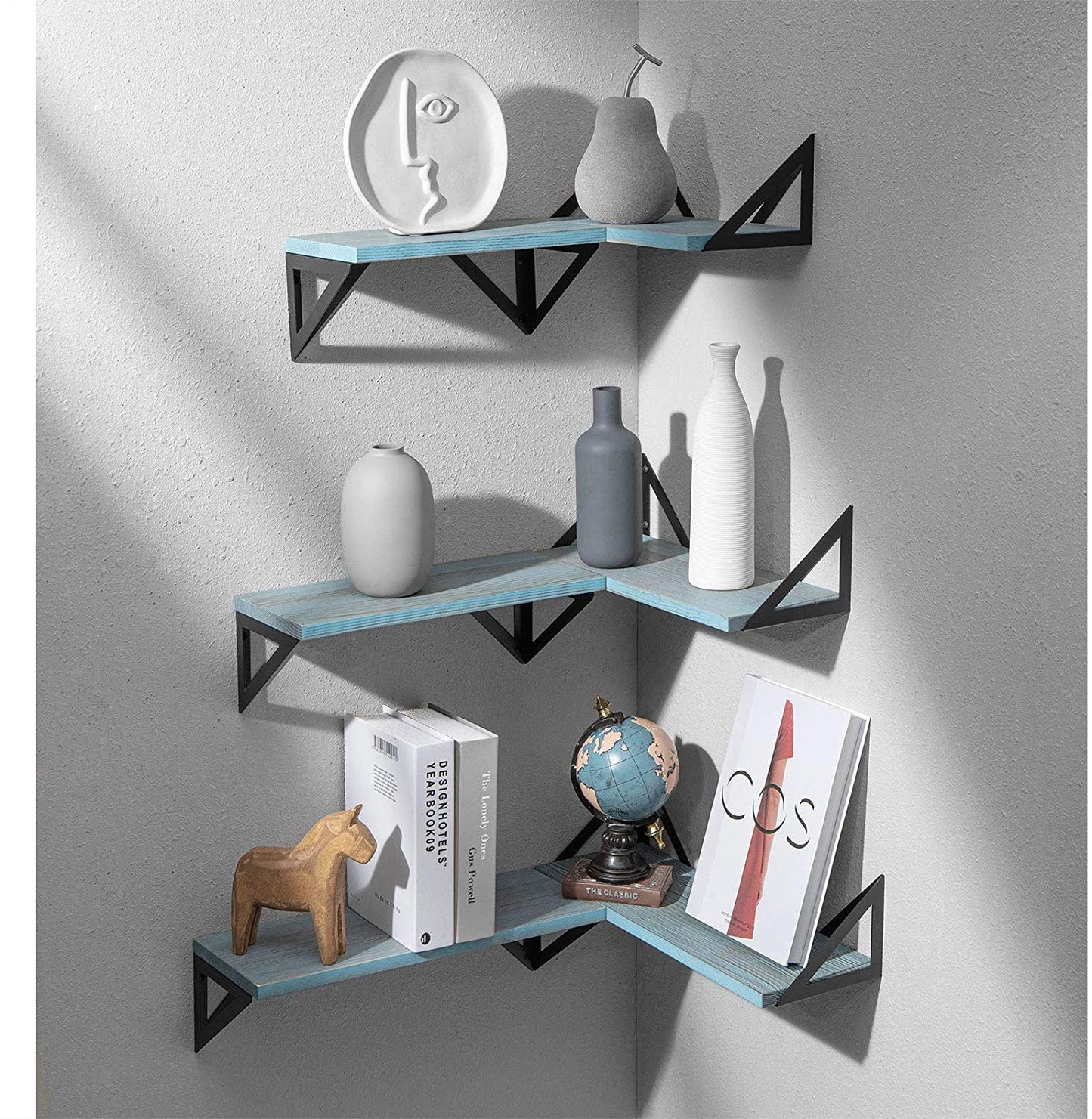 Wall Shelves Set of 3 for Bedroom, Bathroom, Living Room, Kitchen, Dual Purpose Weight Bearing Shelves for Cats, Pictures, Towels, Accessories