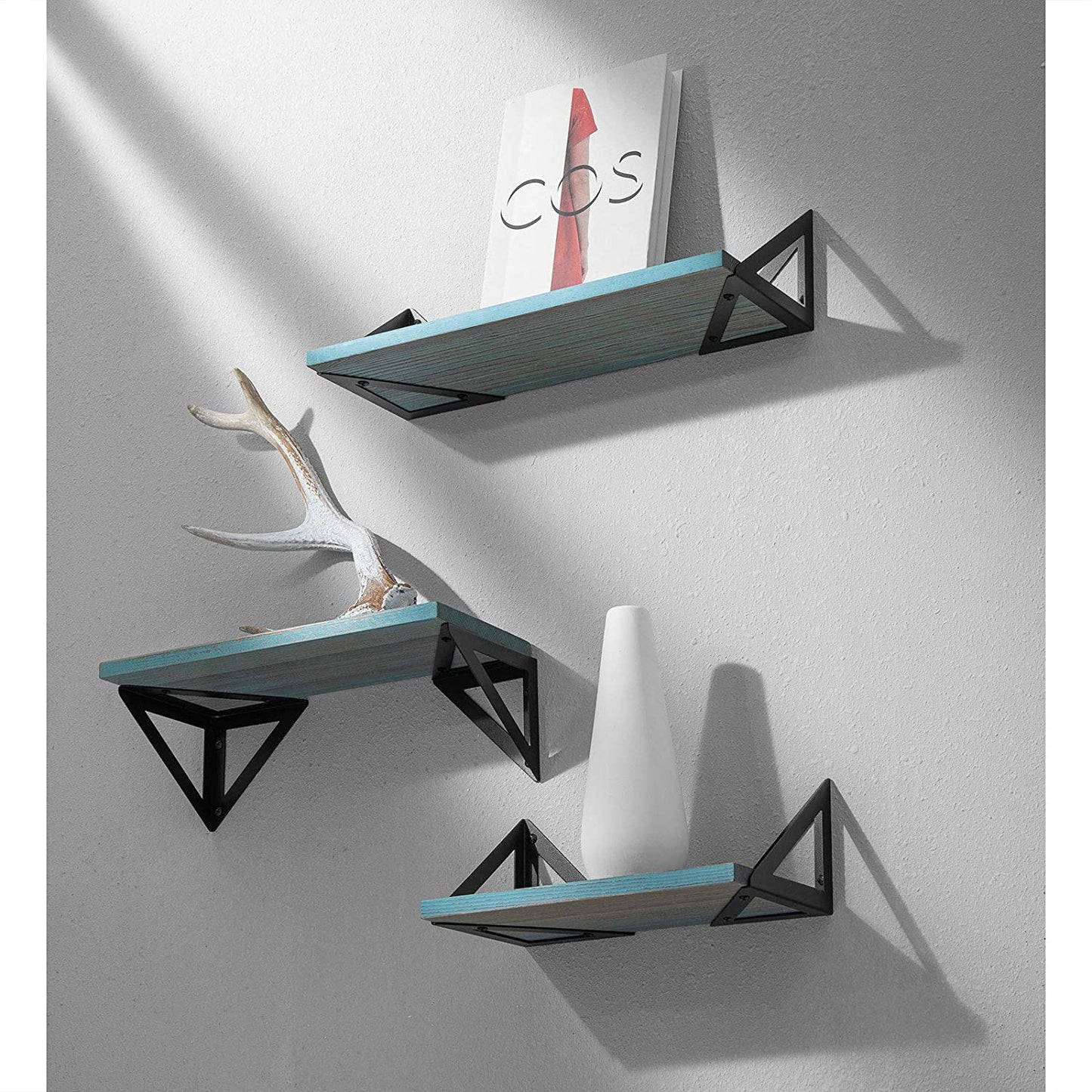 Wall Shelves Set of 3 for Bedroom, Bathroom, Living Room, Kitchen, Dual Purpose Weight Bearing Shelves for Cats, Pictures, Towels, Accessories
