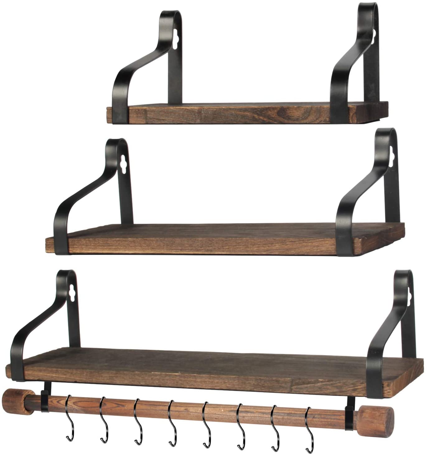 Wall Shelves Shelves For Bedroom with Removable Towel Holder, Storage Shelves Rustic Wood Wall Shelves for Kitchen