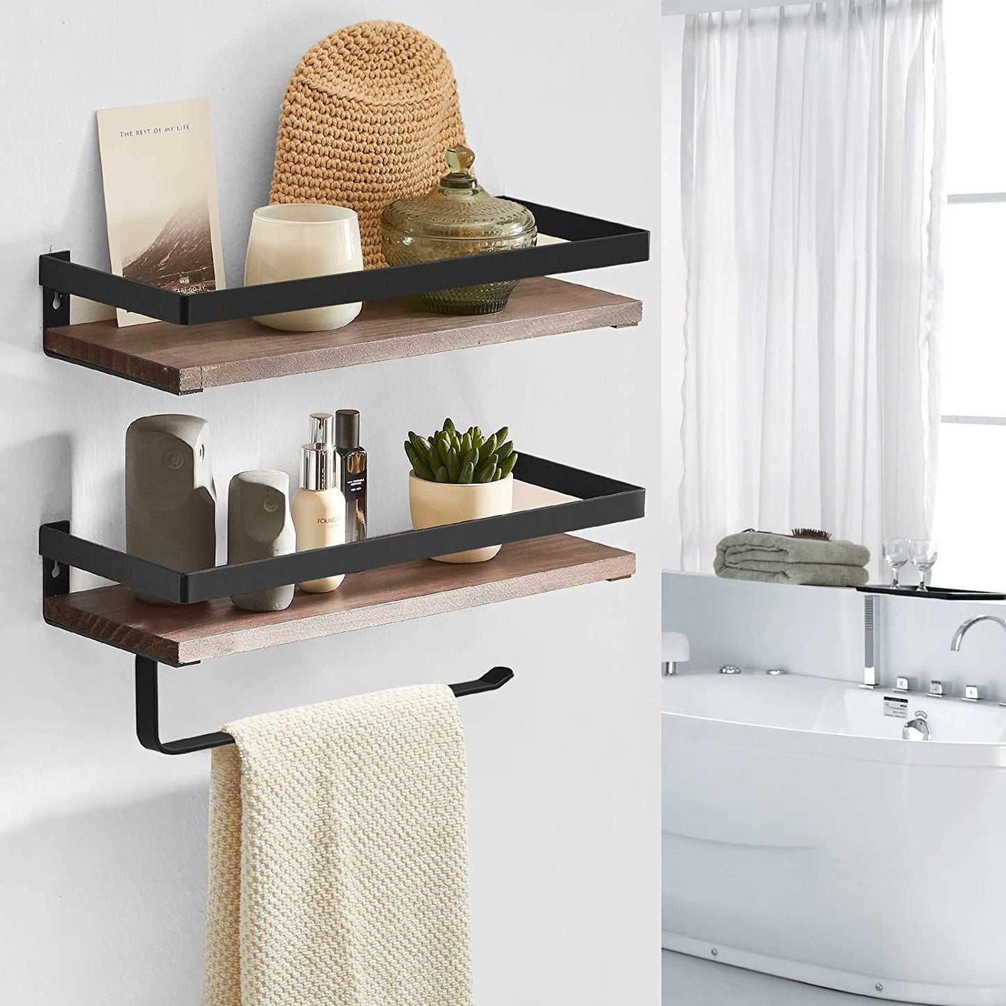 Wall Shelves Towel Rack Rails Bar, Paper Towel Holder