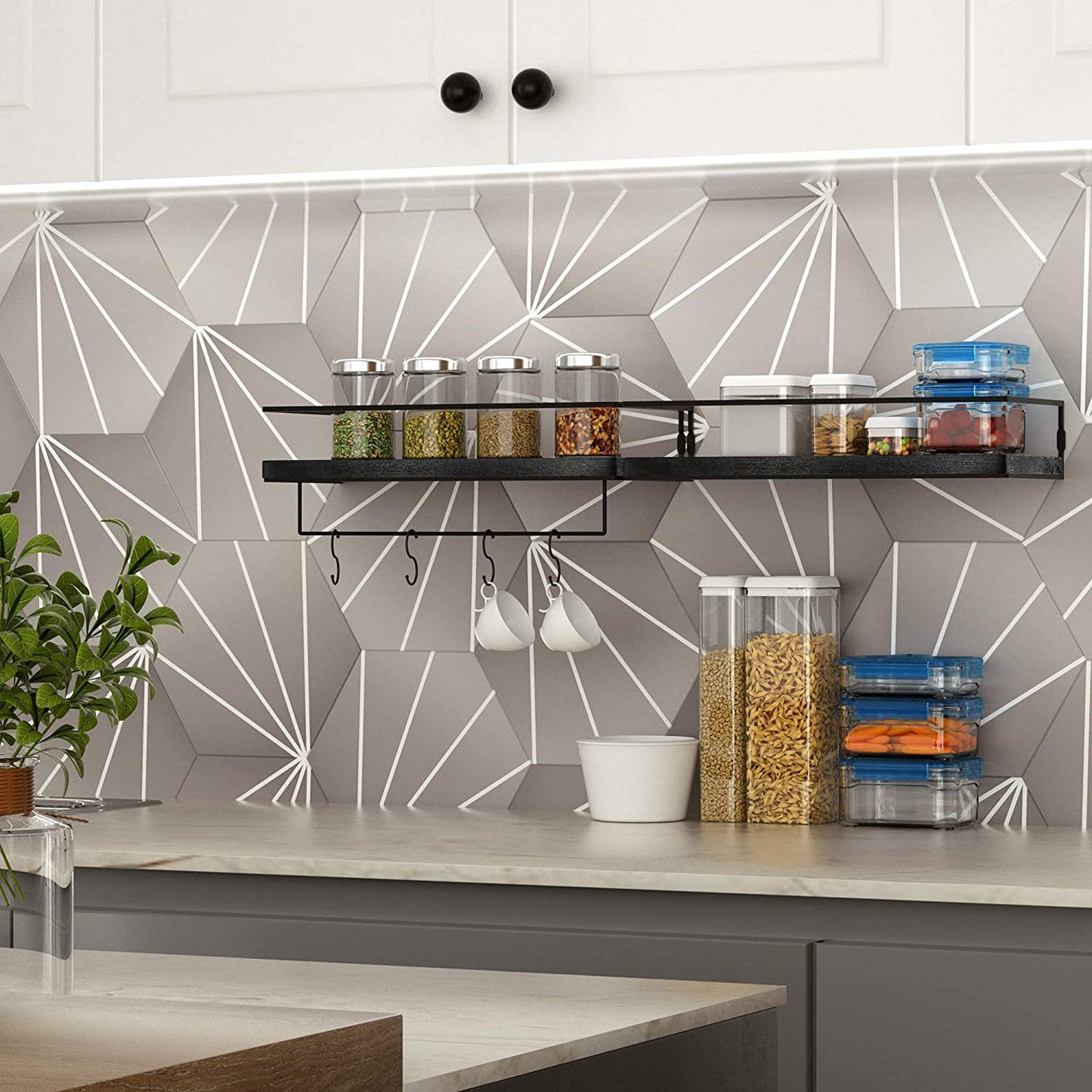 Wall Shelves: Towel Rack for Bathroom, Bedroom, Living Room, Kitchen, Office (Black)