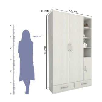 Wardrobe : 2 Door Wardrobe (In Sclera Finish)